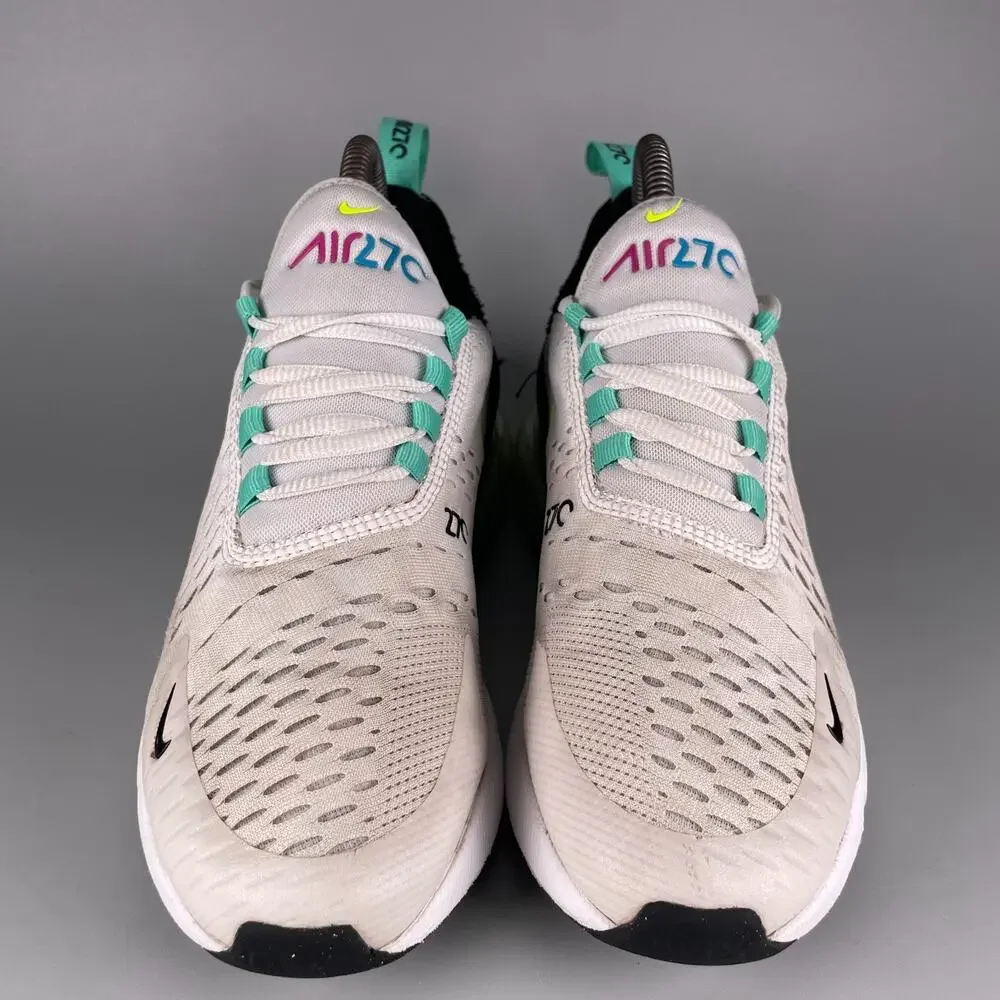 Size 5Y Women's 7.5 Nike Air Max 270 White Mesh Running Sneakers Athletic Shoes